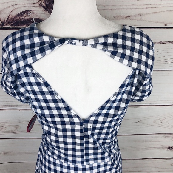 NEW BONGO Gingham Open Back Checkered Dress - Picture 7 of 9